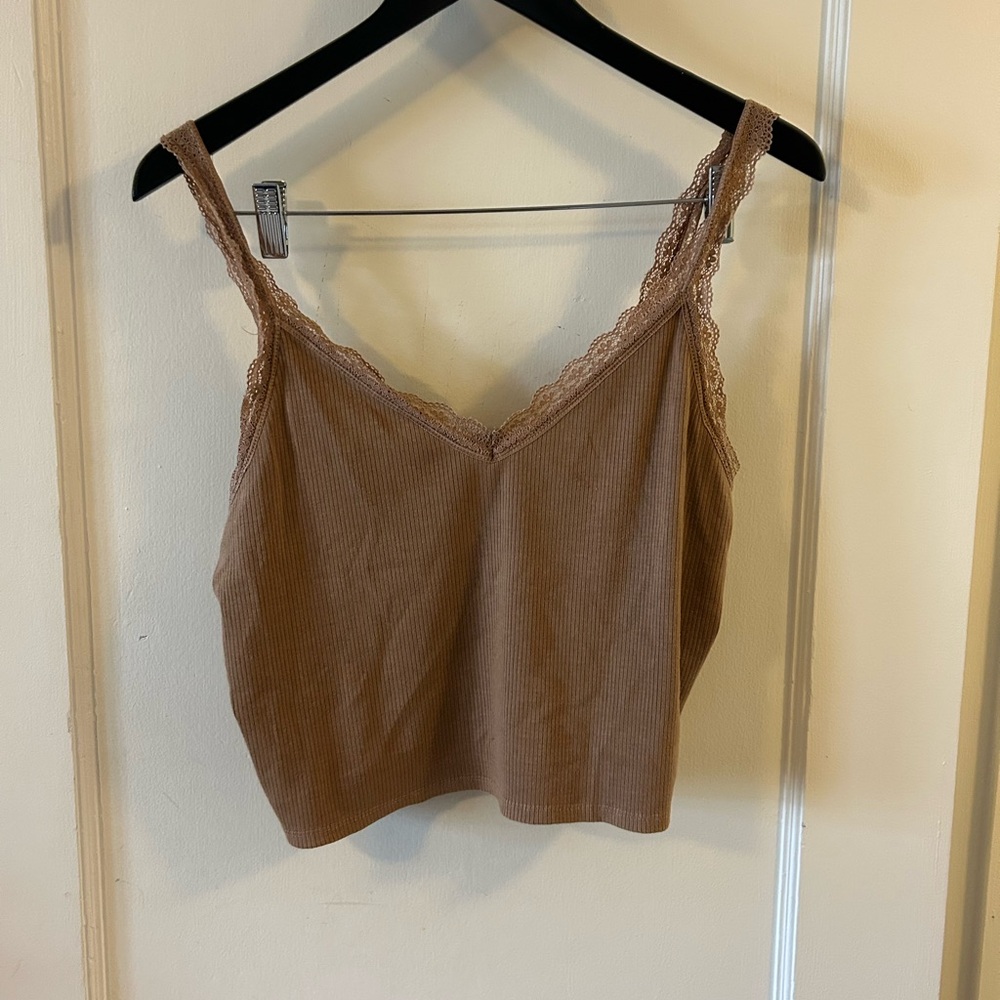 American Eagle Outfitters Ribbed Brown Top